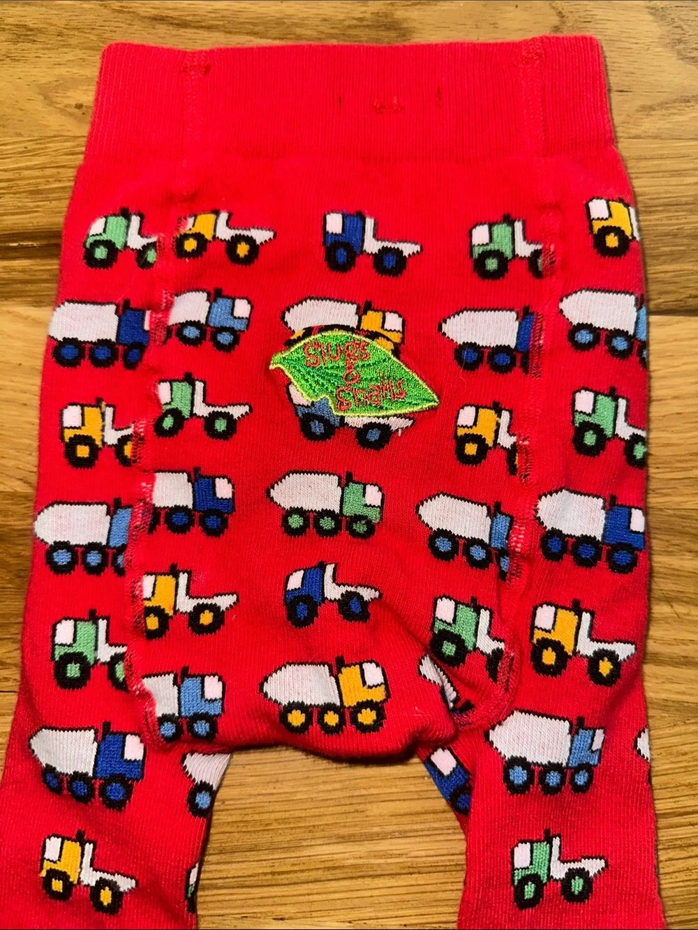 Slugs & Snails Red and Trucks 🛻 Pattern Tights sz 6-12mos